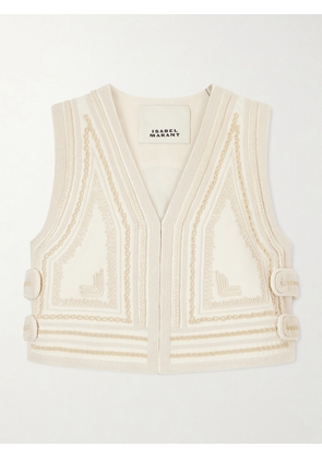 Isabel Marant - Blerina Embroidered Cotton Vest - Neutrals - 0,1,2
