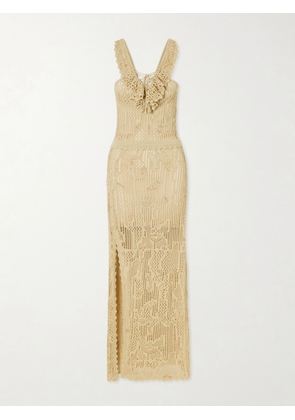 Isabel Marant - Ornella Embellished Crocheted Cotton-blend Midi Dress - Neutrals - FR 34,FR 36,FR 38,FR 40,FR 42
