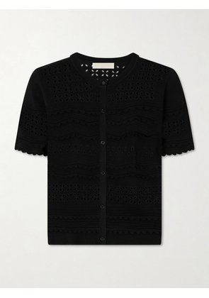 Ulla Johnson - Abriana Eyelet-embellished Knitted Shirt - Black - x small,small,medium,large,x large