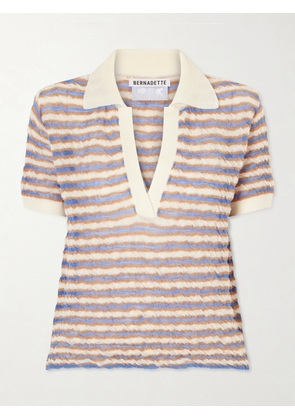 BERNADETTE - Ophelia Striped Wool Polo Shirt - Neutrals - x small,small,medium,large,x large