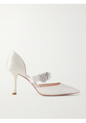 Roger Vivier - Mini Bouquet Crystal-embellished Satin Pumps - Neutrals - IT36,IT36.5,IT37,IT37.5,IT38,IT38.5,IT39,IT39.5,IT40,IT40.5,IT41,IT41.5,IT42