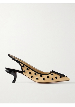 Roger Vivier - Virgule 55 Suede-trimmed Polka-dot Slingback Pumps - Black - IT36,IT36.5,IT37,IT37.5,IT38,IT38.5,IT39,IT39.5,IT40,IT40.5,IT41,IT41.5,IT42