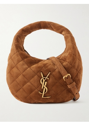 SAINT LAURENT - Icarino Mini Quilted Suede Shoulder Bag - Brown - One size