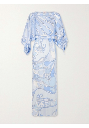 PUCCI - Layered Printed Silk-twill Maxi Dress - Blue - IT38,IT40,IT42,IT44,IT46,IT48