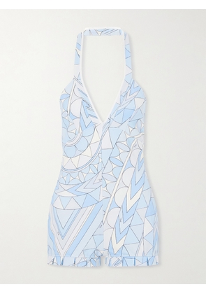 PUCCI - Printed Jersey Playsuit - Blue - IT38,IT40,IT42,IT44,IT46,IT48