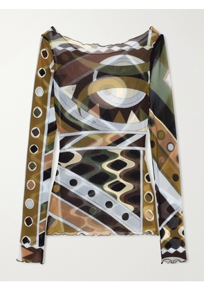 PUCCI - Printed Tulle Top - Green - IT38,IT40,IT42,IT44,IT46,IT48