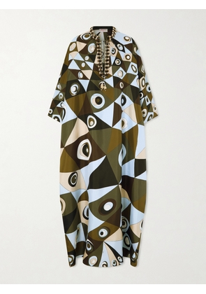 PUCCI - Embellished Printed Silk-twill Kaftan - Green - IT38,IT40,IT42,IT44,IT46