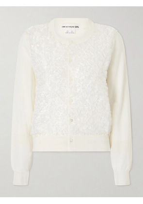 Comme des Garçons GIRL - Organza-trimmed Wool Cardigan - White - x small,small,medium,large
