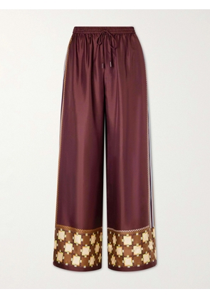 ALÉMAIS - Wilson Silk-twill Wide-leg Pants - Burgundy - UK 4,UK 6,UK 8,UK 10,UK 12,UK 14