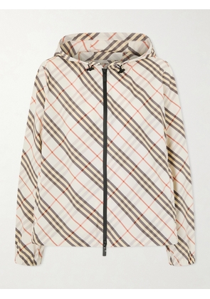 Burberry - Checked Hooded Shell Jacket - Neutrals - xx small,x small,small,medium,large,x large