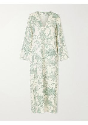 lemlem - Theodora Printed Linen Maxi Dress - Green - x small,small,medium,large