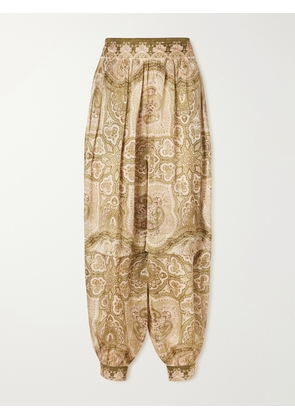 Zimmermann - Luna Printed Silk Tapered Pants - Green - 00,0,1,2,3,4