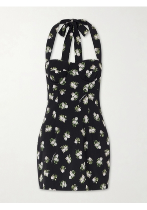 Dolce & Gabbana - Floral-print Silk-blend Halterneck Mini Dress - Black - IT36,IT38,IT40,IT42,IT44,IT46,IT48,IT50