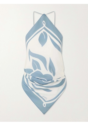 SIR. - Lilou Printed Silk Halterneck Top - Blue - One size