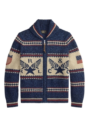 Ralph Lauren RRL zip-up graphic cotton cardigan - Blue