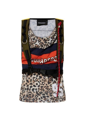 DSQUARED2 Leopard-print harness top - Neutrals