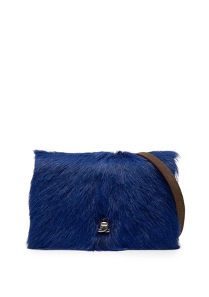 CHANEL Pre-Owned 2013-2014 Paris Edinburgh Fur and Distressed Leather Wallet on Chain crossbody bag - Blue