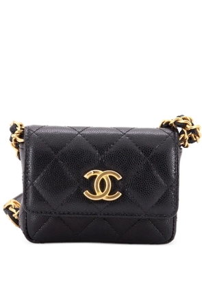 CHANEL Pre-Owned CC Medallions Flap Quilted Caviar Mini belt bag - Black