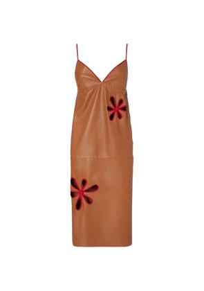 FENDI flower appliqué dress - Brown