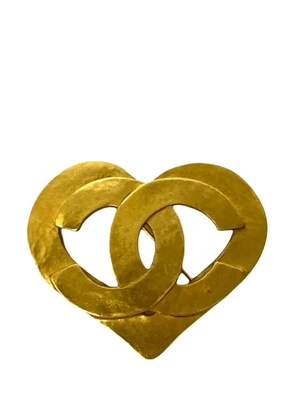 CHANEL Pre-Owned 1995 CC Gold Plated Heart Brooch costume brooch