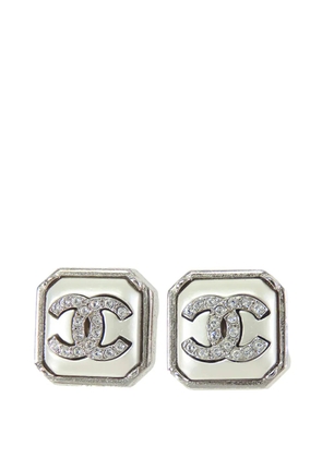 CHANEL Pre-Owned 2022 CC Silver Plated Rhinestones Push Back Earrings costume earrings