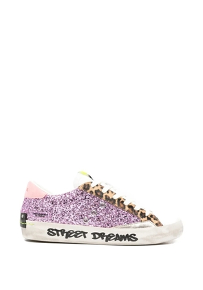 Crime London Distressed glitter leopard sneakers - Purple