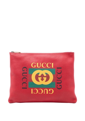 Gucci Pre-Owned 2016-2025 Medium Leather Logo Portfolio clutch bag - Red