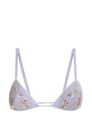 Dolce & Gabbana striped poplin bra with embroidery - Blue