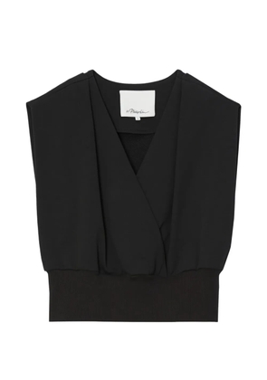 3.1 Phillip Lim V-neck shoulder-pad top - Black