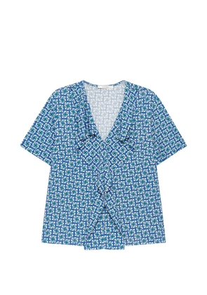 MALIPARMI ruffled geometric V-neck top - Blue