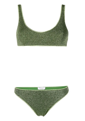 Oséree glittered scoop-neck bikini set - Green