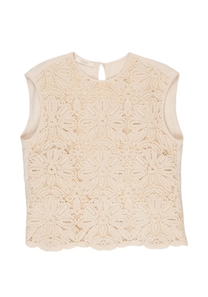 Glanshirt macramé lace top - Neutrals