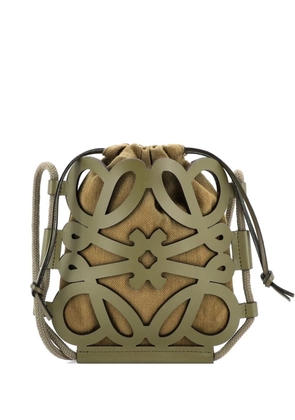 Loewe Pre-Owned Anagram Cut Out Leather with Canvas crossbody bag - Green