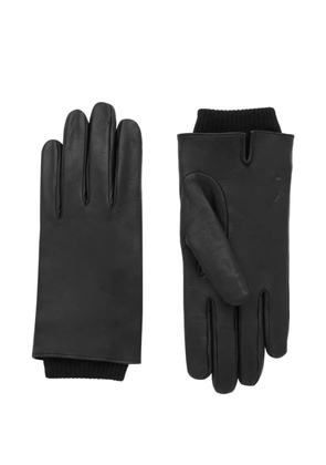 Saint Laurent Cassandre ribbed-cuff leather gloves - Black