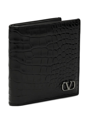 Valentino Garavani crocodile-embossed leather wallet - Black