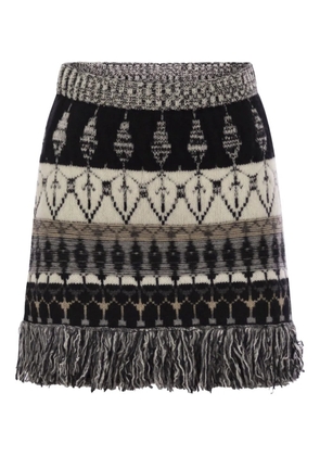 Vanisè striped jacquard knitted skirt - Black