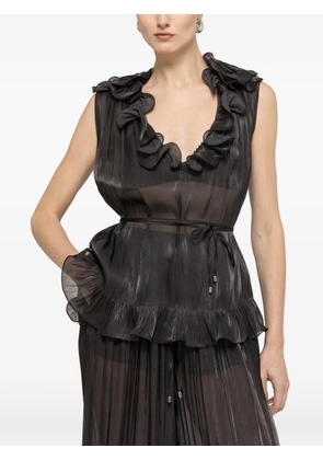 NISSA ruffled chiffon top - Black