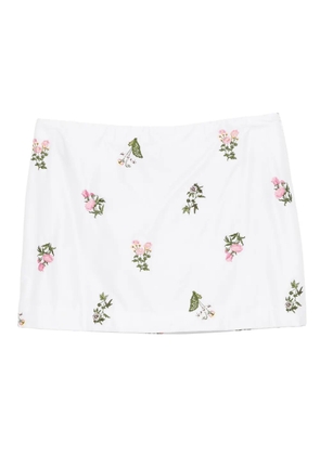 Cynthia Rowley floral-embroidered cotton mini skirt - White