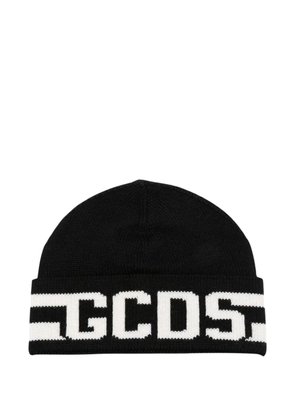 GCDS logo-knit wool beanie - Black