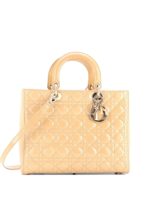 Christian Dior Pre-Owned Lady Dior Bag Cannage Quilt Patent Large satchel - Neutrals