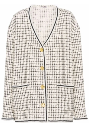 Miu Miu check tweed single-breasted cardigan - White