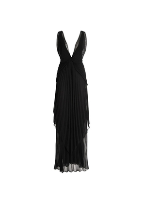 Genny pleated V-neck dress - Black