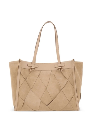 GIANNI CHIARINI Marcella logo-patch shoulder bag - Neutrals