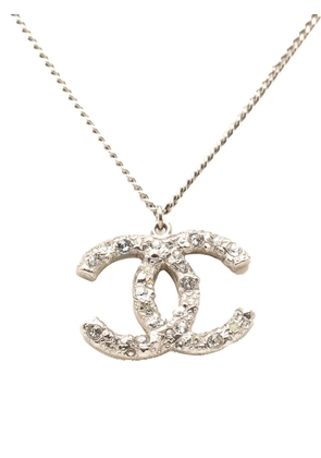 CHANEL Pre-Owned 2014 Silver Plated CC Rhinestone Pendant Necklace costume necklace