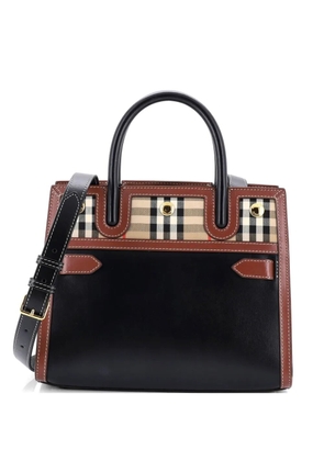 Burberry Pre-Owned Title Two Handle Tote Leather with Vintage Check Canvas Mini satchel - Brown