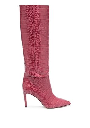 Paris Texas Coco 95mm crocodile-effect boots - Red