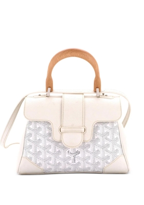 Goyard Pre-Owned Saigon Top Handle Bag Coated Canvas with Leather Mini shoulder bag - White