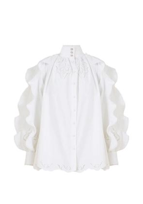 Camilla frill-sleeve blouse - White