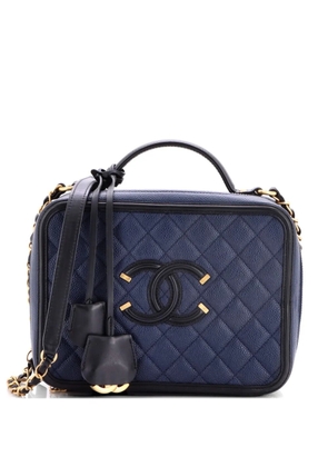 CHANEL Pre-Owned Filigree Vanity Case Quilted Caviar Large crossbody bag - Blue