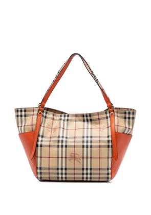 Burberry Pre-Owned 2000-2017 Small Leather Trimmed Haymarket Check Coated Canvas Canterbury tote bag - Orange